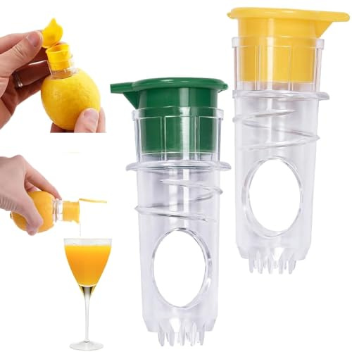 YUNYU Lot de 2 presse-agrumes manuels avec filtre et couvercle intégrés - Presse manuelle pour citrons, citrons verts, oranges - Presse-agrumes de cuisine durable avec base antidérapante et bec