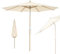 RELAX4LIFE Parasol Droit Inclinable 3M en Bois, Parasol de Jardin Extérieur 3M, 8 Baleines en Bambou, Levage à Poulie, Polyester Hydrofuge, Protection Solaire, Facile à Monter pour Balcon Terrasse