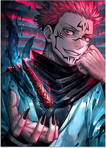 ERUZO 5D-Diamant-Kunst-Set für Erwachsene, Jujutsu Kaisen-Diamantmalerei für Kinder, Kreuzstich-Set für Anfänger, Wandkunst, 40 x 40 cm