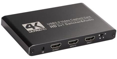 Koolenry Dual Screen Cutting Video Capture Card 2x1 -Compatible 2 Channel to USB3.0 Switcher Audio OBS Game Grabber Streaming