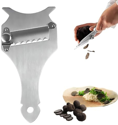 Cortador de trufas LACHT, 1 pieza, hoja ondulada y hoja recta, hoja ajustable, mango de madera, acero inoxidable, cortador de trufas, queso, ajo, champiñones, rebanado, pala para trufas