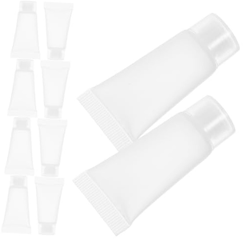 DECOMELODY 50pcs Refillable Squeeze Tubes for Lotion and Toothpaste 5ml Travel Size Soft Plastic Cream Bottles Screw Caps for Cosmetics and Toiletries
