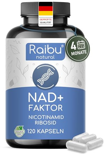 NAD+ Integratore - 300 mg di Nicotinamide Riboside per capsula, Fornitura 4 Mesi - NAD Booster - Energia e Riduzione della Stanchezza - Supporto al Sistema Nervoso - 120 Capsule Vegane