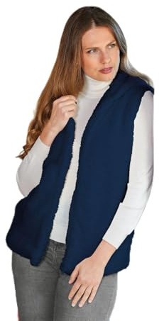Coopers of Stortford - Navy Fleece Body Warmer - Long-Line Hooded Layer for Extra Warmth - Lightweight Indoor and Outdoor Jacket with Zip Front and Side Pockets