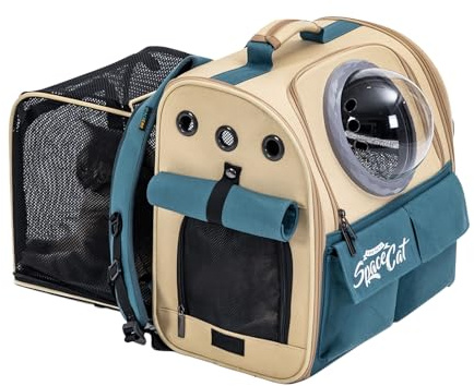 Galatée Erweiterbarer Haustierrucksack, Flugzeugzugelassener Haustierrucksack Für Katzen Und Kleine Hunde, Atmungsaktive Katzentasche Für Reisen, Wandern, Camping Und Outdoor-Aktivitäten(Khaki)