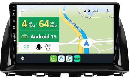 KECONSING [6G+128G] IPS 10.1 Android 15 Autoradio Für Mazda CX-5 2012-2017 mit navi Octa Core-[Eingebauter CarPlay/Android Auto/DSP/Mirror Link/GPS Navi/360 Camera/Bluetooth 5.0/WiFi/USB