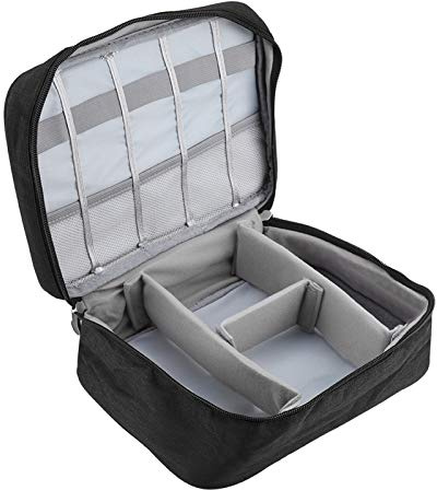 Jeffergarden Sac de Rangement 24,5 X 18 X 10 Cm, Boîte de Rangement pour Vêtements d'hiver en Nylon et Polyester avec Plusieurs Grilles, Organisateur de Garde-Robe de Voyage Portable pour (Black)