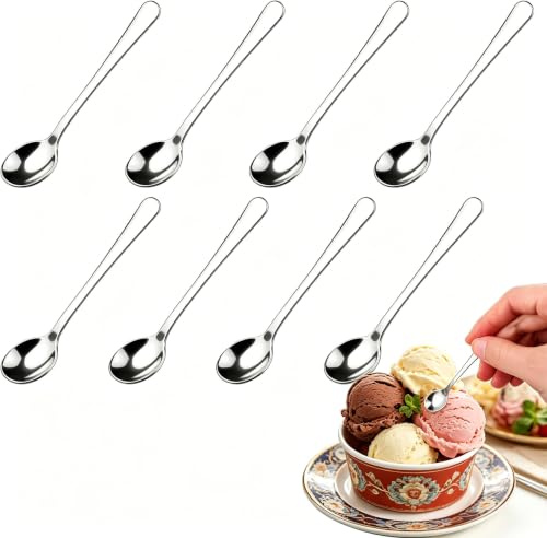 8 Stück Espressolöffel Mini 7,5cm, 304 Edelstahl Kleine Löffel Silber Premium Teelöffel und Kaffeelöffel Set Dessertlöffel Müslilöffel für Gewürze Spülmaschinenfest