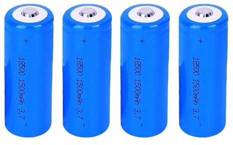 Lot de 4 piles rechargeables 3,7 V 1500 mAh 18500 - Grande capacité pour lampe frontale, lampe de poche LED, mini ventilateurs, etc.