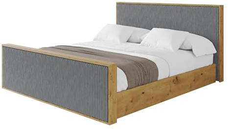 ALTDECOR Polsterbett mit Bettkasten und Lattenrost, Bett mit Matratze H3/H4, Kopfteil, Boxbett, Doppelbett mit Stauraum - ENZO10-Z -120x200 Dunkelgrau - Tilia 90