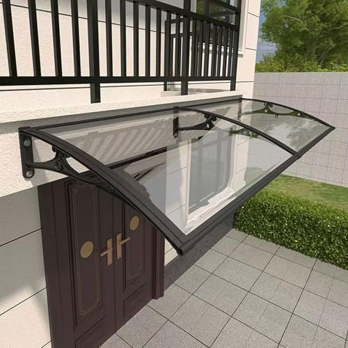 Wetsfgdg Marquesina Exterior para Puertas y Ventanas de Policarbonato – Tejadillo Resistente al Sol y Lluvia con Soportes de Aluminio – Protección UV para Entrada,Jardín o Terraza(60 * 70cm) A