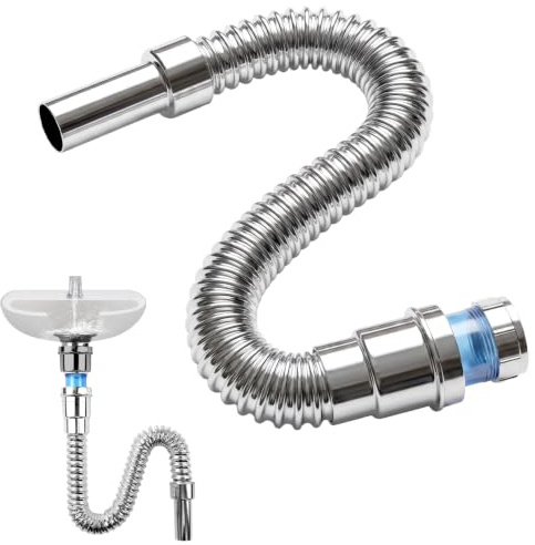 32mm Flexibler Ablaufschlauch, Geruchsneutral Biegsamer Siphon aus PP | 39 cm -78.5 cm, Platzsparend, geeignet für Küche und Bad, Behälter, Drainage, Wasserrohr