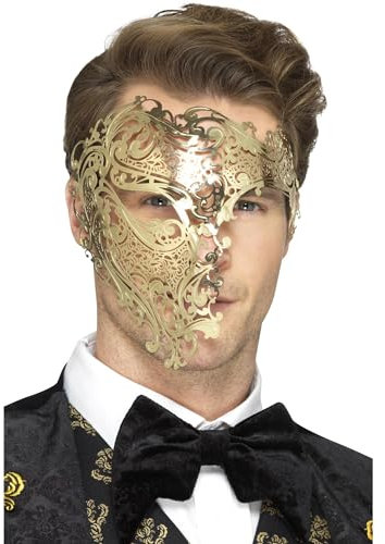 Smiffys Masque métal en filigrane Deluxe, fantôme, Or