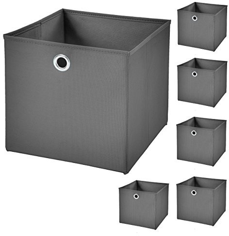 StickandShine 6er Set Dunkelgrau Faltbox 28 x 28 x 28 cm Aufbewahrungsbox faltbar