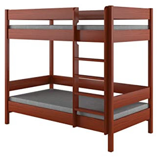 WNM Group Kinder Dino Etagenbett mit Matratze, 4 Farben, viele verschiedenen Größen, Massivholz & Holz-Platte, 160x80x160, Palisander
