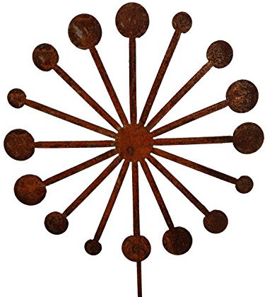 Vosteen Gartenstecker Dekostecker Edelrost - Gartendeko Rost - Motiv Blume Pusteblume