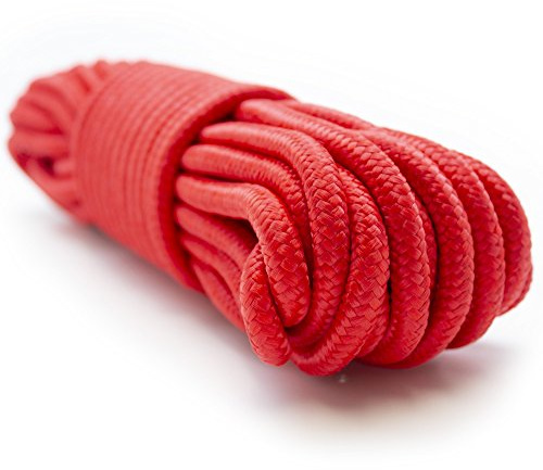 Emergency Zone 9 mm Nylon Braided, 50 Feet, Multi-Purpose Camping Rope, Red (Pack of 1)
