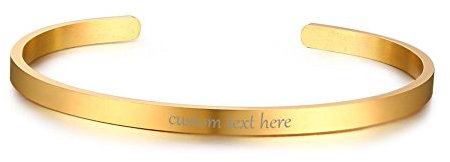 VNOX Personnalisé En Acier Inoxydable Empilable Inspirational Bangle Bracelet Manchette Bijoux Amitié pour Femmes, Gravure Gratuite