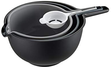 GEFU 89475 Schüssel-Set PREPARO, 4-teilig, Rührschüssel, Seiher, Eidottertrenner, hitzebständig