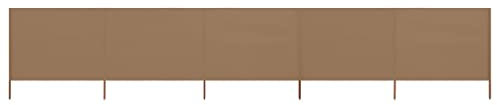 vidaXL Paravent 5 Panneaux Ecran de Plage Anti-Vent Abri de Plage Pare-Vue Coupe-Vent Camping Jardin Pliable Extérieur Tissu 600x160 cm Taupe