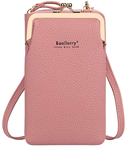 Femme Pochette Téléphone Portable Petit Bandoulière Sac à Main Sacs Bandoulière Mini Cuir PU Sac Téléphone Portable Femme Porte-Carte Bandoulière Portefeuille Pochette avec Réglables Bandoulière…