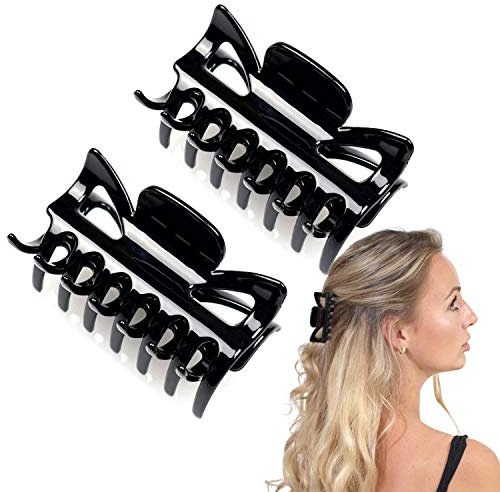 Basic Sense 3.2 Inch Large Hair Claw Clips for All Hair Types, Strong Hold Durable, 2 Pcs