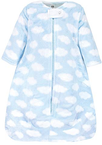 Hudson Baby Unisex Baby Plush Sleeping Bag, Sack, Blanket, Blue Clouds, 6-12 Months
