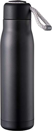 Pioneer Stainless Steel Vacuum Insulated Drinks Bottle, BPA Free Metal Drinking Bottle for Hot and Cold Drinks, 500ml, Matt Black