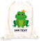 STEMPEL-FABRIK Turnbeutel Weiß mit Aufdruck - Frosch - Personalisiertes Geschenk - Stoffbeutel aus Baumwolle - Sportbeutel - Rucksack mit Tiermotiv - Jutebeutel- Kinderrucksack - Geschenkidee