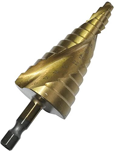 AERZETIX - Broca escalonada de metal Ø6.0 a 30.0mm HSS+TIN - broca cónica helicoidal - mecha para mandril de mandíbula - vástago hexagonal 1/4'' - C49429