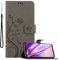 Cadorabo Hülle kompatibel mit Sony Xperia 5 III Blumen Design aus Kunst Leder Flip Klappbare Stoßfeste Magnetische [Standfunktion] [Kartenfächern] Cover Hülle für Sony Xperia 5 III Tasche in Grau