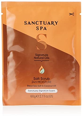 Sanctuary Spa Salz-Körperpeeling, natürliches Meersalz, Körperpeeling, vegan und tierversuchsfrei, 60 g Beutel, Orange