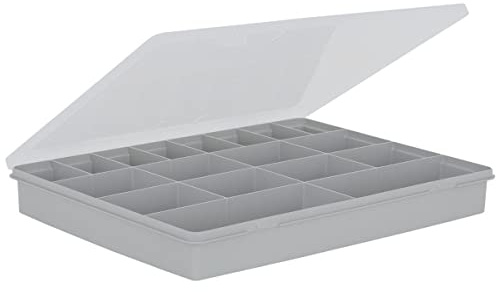 Wham 5.02 18 Division 38cm Plastic DIY Screws Nails Craft Organiser Box - Upcycled Soft Grey