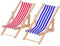 Mini Chaise Longue Pliable pour Maison de Poupée, 1:12 Transat de Plage en Bois, Dollhouse Chaise de Jardin, Maison de Poupée Ornements Miniatures Accessoires Dollhouse, Rayures, Bleu, Rouge, 2 Pièces