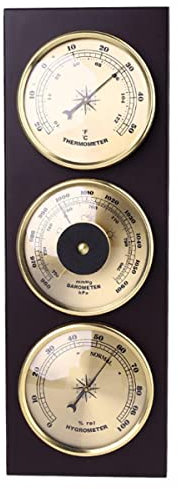 RUNLAIKEJI Barometers for The Home, Wood Frame Barometer with Temperature and Humidity, Dial Traditional Weather Station Instruments