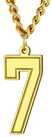 Supcare 18k vergoldet Zahl Sieben Kette Damen Nummer 7 Anhänger Edelstahl Halskette für Männer Jungen Hip Hop Rapper Charm Halskette Modeschmuck Accessoire Personalisierte Kette