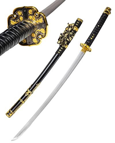 Katana Schwert Echt Scharf zum Training Samurai Schwert Stahl für Erwachsene - Ninja Katana Metall - 18 Jahre Erforderlich