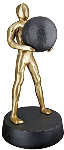 GILDE Deko Figur Skulptur Strong Stark XL - Moderne Kunst und Dekoration aus Kunstharz - Fabe: Gold - Höhe 32 cm