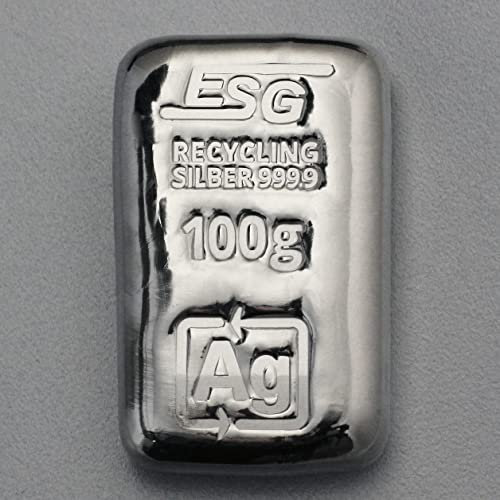 100 Gramm 999,9 Silber Feinsilber Silberbarren ESG mit Zertifikat in Folie World of Coins