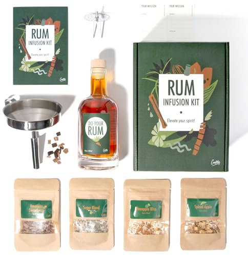 Kit Infusione Rum By Craftly | Prodotti Botanici Naturali Per Cocktail Fatti In Casa | Ottimo Regalo Per Natale, Compleanno, San Valentino, Pensione | Idee Regalo Per Uomo E Donna | Spezie E Bottiglia