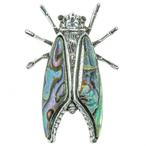 Naturosphère - Bijoux naturels C14 - Broche Cigale avec Nacre Abalone