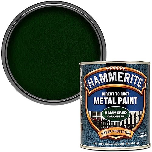 AMK® Hammerite Hammered Dark Green Direct To Rust Metal Paint Tin 750ml