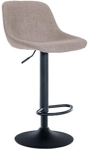 CLP Barhocker Loft I Tresenstuhl Mit Rückenlehne I 360° Grad Drehstuhl Höhenverstellbar I Für Küche Und Theke, Farbe:Taupe, Material:Stoff