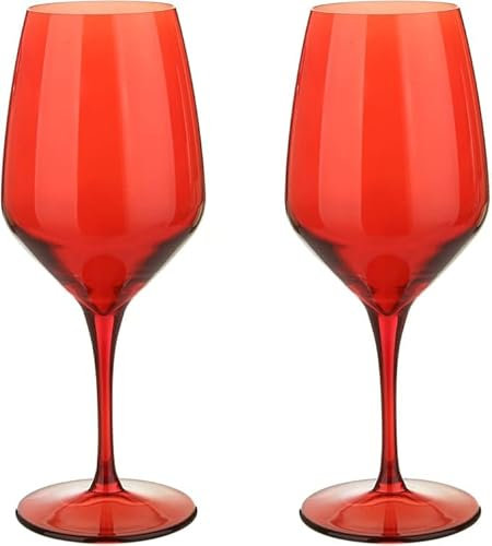 Pasabahce Set 2 calici vino in vetro rossi Allegra rosso arredo tavola