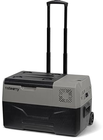 Steamy-E Single Zone 30 Roller, Nevera de compresor portátil eléctrica con Ruedas, 28 litros, Gris, 12V / 230V, para Congelar y Enfriar de -20°C a +20°C, Ideal para Camping