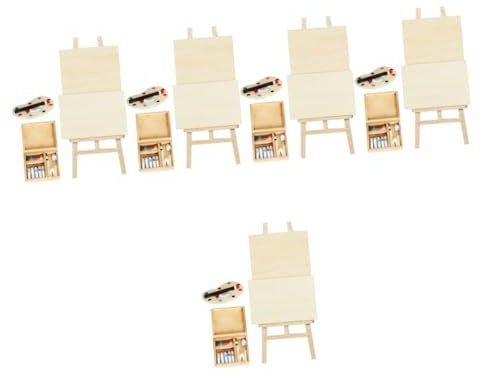 Operitacx 5 Set pittore di case delle bambole kit di pittura in miniatura kit cavalletto arredamento casa delle bambole in legno mini decorazioni per la casa piccolo strumento di pittura