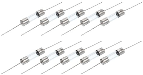 QUARKZMAN 10 Stück Glassicherung 5 x 20mm, 1A Schnellschlag Auslösecharakteristik 250V Sicherung mit Draht für Leiterplatten Elektronische Geräte Haushaltsgeräte