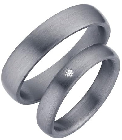 123traumringe Eheringe in Tantal I Edle Partnerringe mit Brillant & Etui I Gravierbare Eheringe mit Ringgröße 50-70mm I Damenring in 4mm Breite + Herrenring in 5mm Breite & 1,9mm Stärke I P33/P41