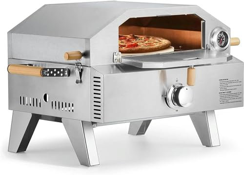 GFXYQPDNV Four À Pizza Extérieur en Acier Inoxydable, Four À Pizza en Acier Inoxydable 2 en 1 avec Thermomètre, Poignées À Froid, Sac De Rangement