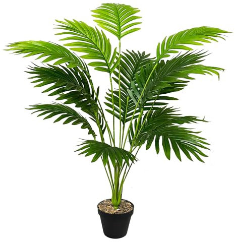 Zelihrdu Kunstpflanze im Topf Groß Kunstpalme Plastik Künstliche Pflanzen Wie Echt, Fake Palme Deko für Wohnzimmer Balkon Schlafzimmer Büro Garten Hochzeit Zimmerdeko (80cm Grün)